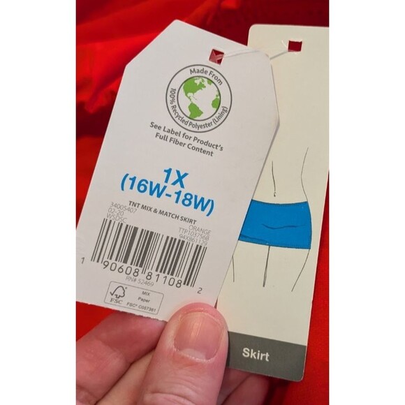 Time & Tru Swim Skirt 1X Women's Orange Knotted Front Pull On Stretch Summer - Picture 8 of 9